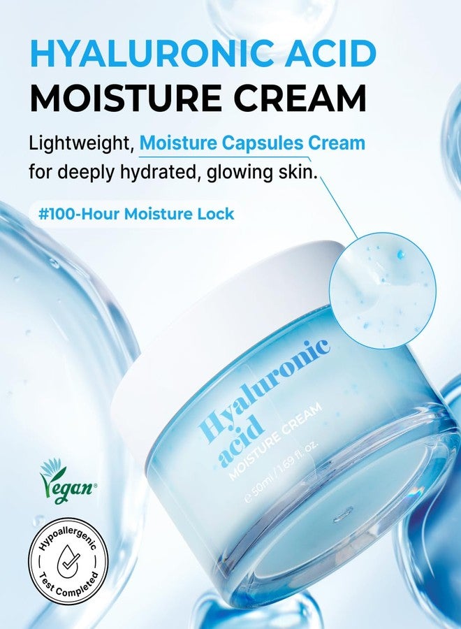 BOM Hyaluronic Acid Moisture Cream 1.69 fl oz, Moisturizing Face Cream with Low Molecular Moisturizer Capsules and Vitamins, 100 Hour Hydration, Moisture Lock, Hypoallergenic Vegan Korean Skincare - Image 2